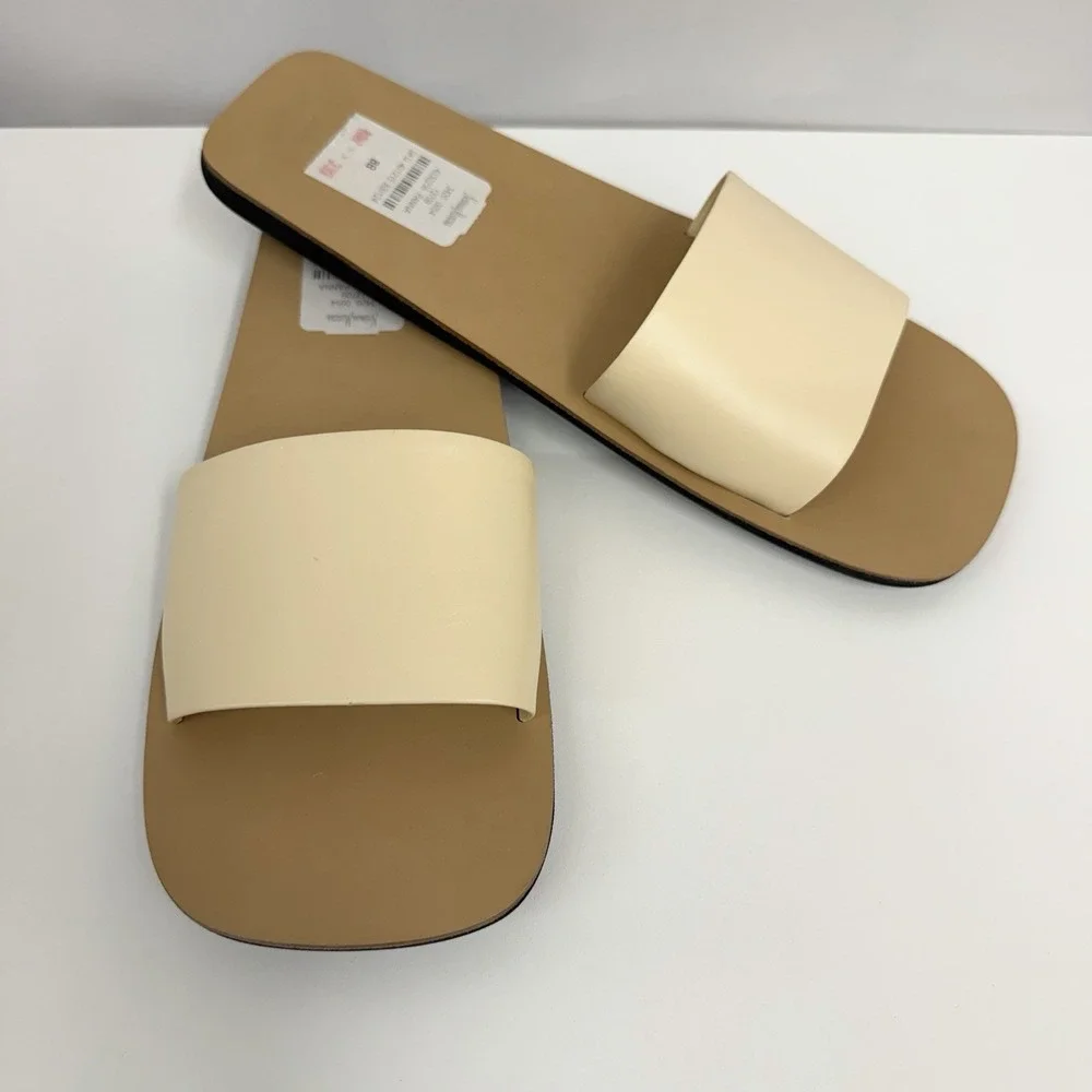 Jil Sander Leather Flats Shoes Beige NEW $550.00 Size 38 8 B